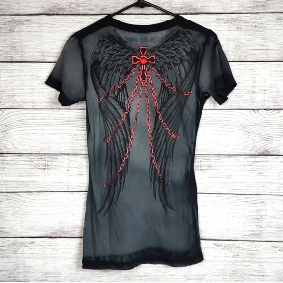 Sinful Tops - Sinful Chained Wings Graphic Tee